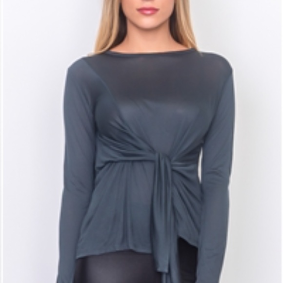 SIDE TIE JERSEY TOP - Picture 3 of 3